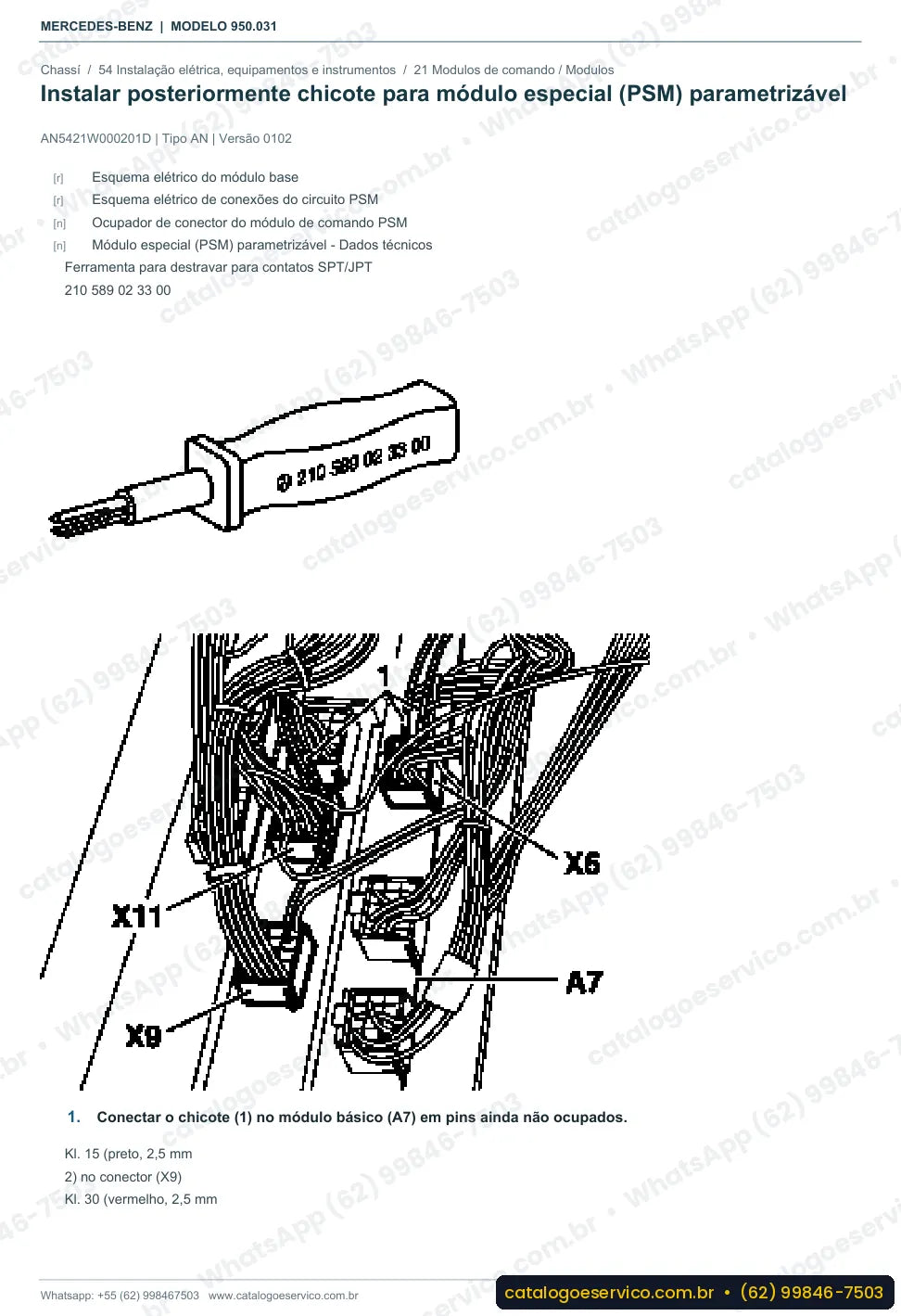 Página de procedimento do manual de oficina Mercedes-Benz Axor 1831 4x2