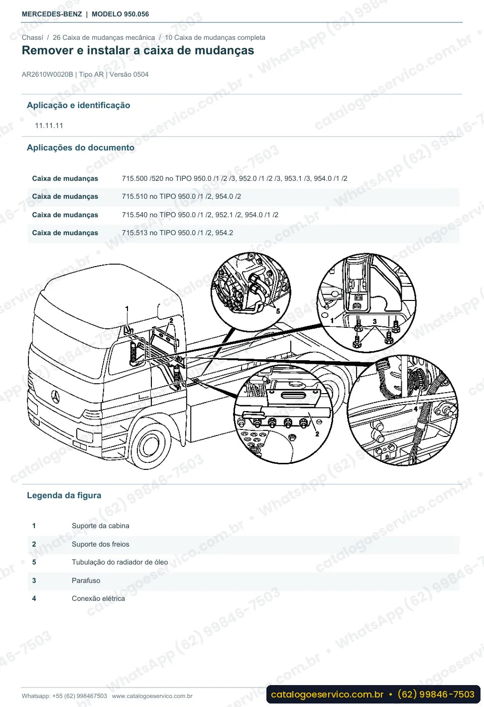 Página de procedimento do manual de oficina Mercedes-Benz Axor 1831 4x2