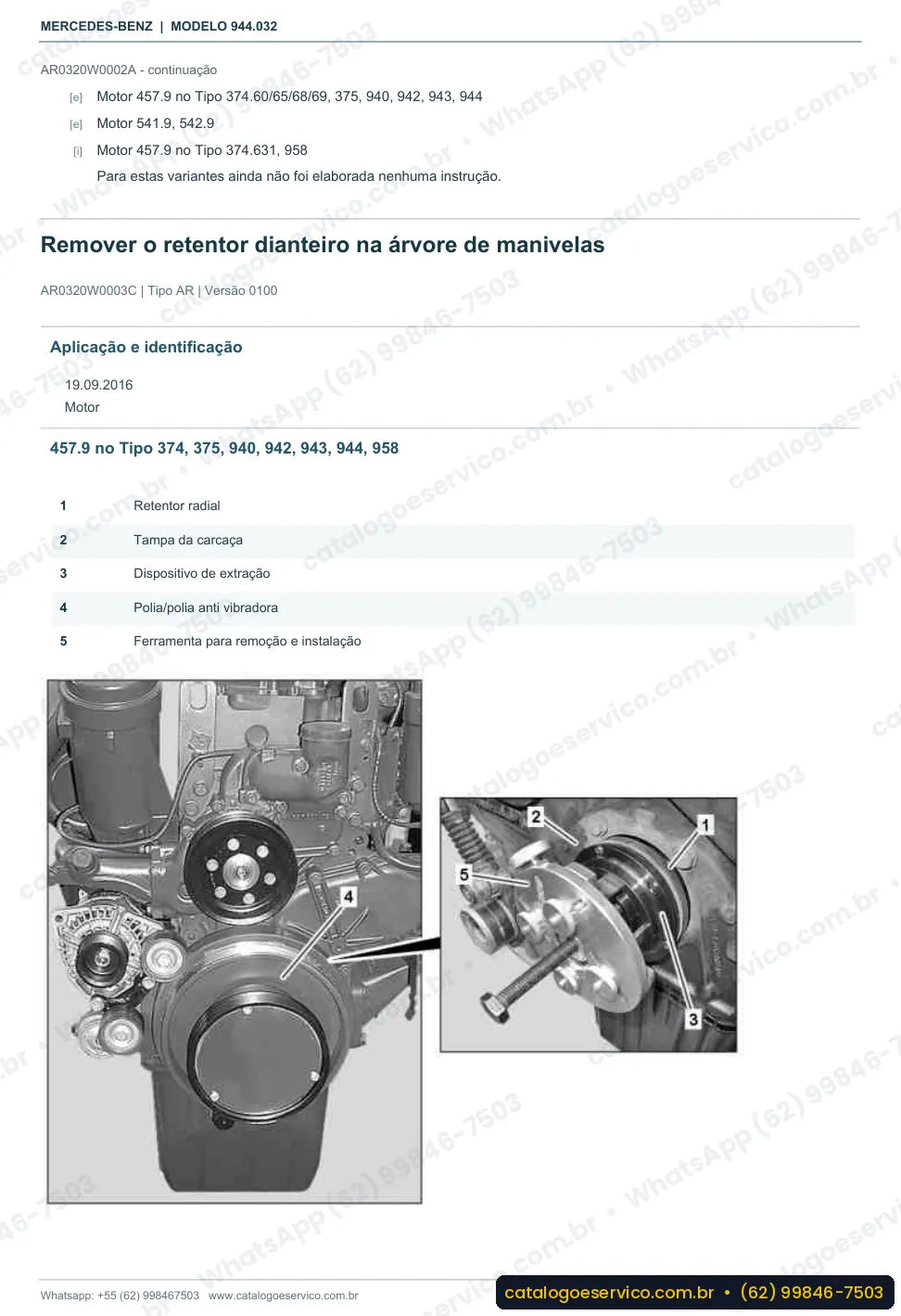 Página de procedimento do manual de oficina Mercedes-Benz Axor 1835 LS