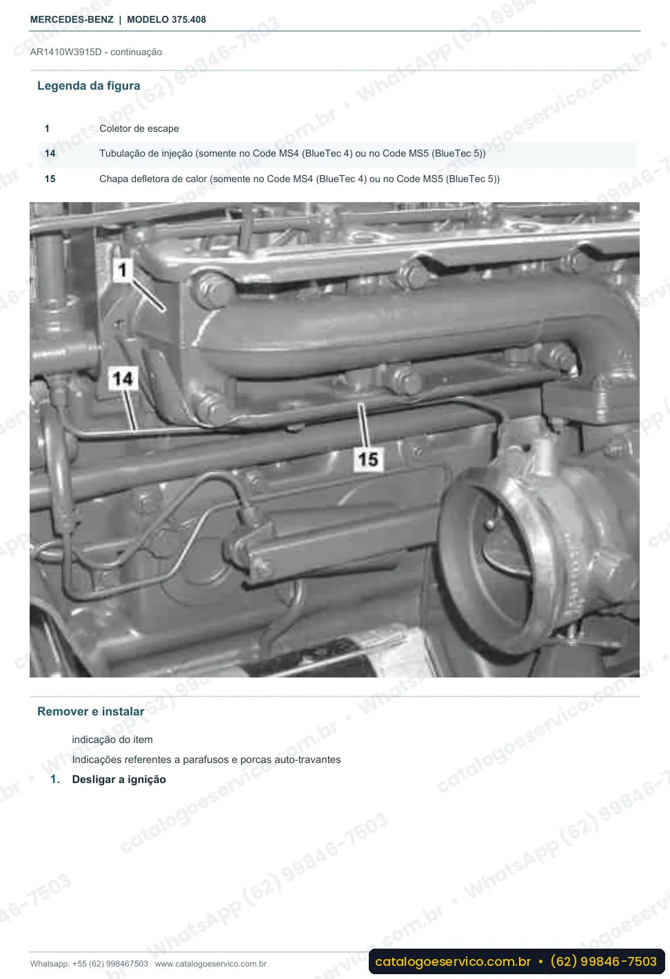 Página de procedimento do manual de oficina Mercedes-Benz Axor 1835