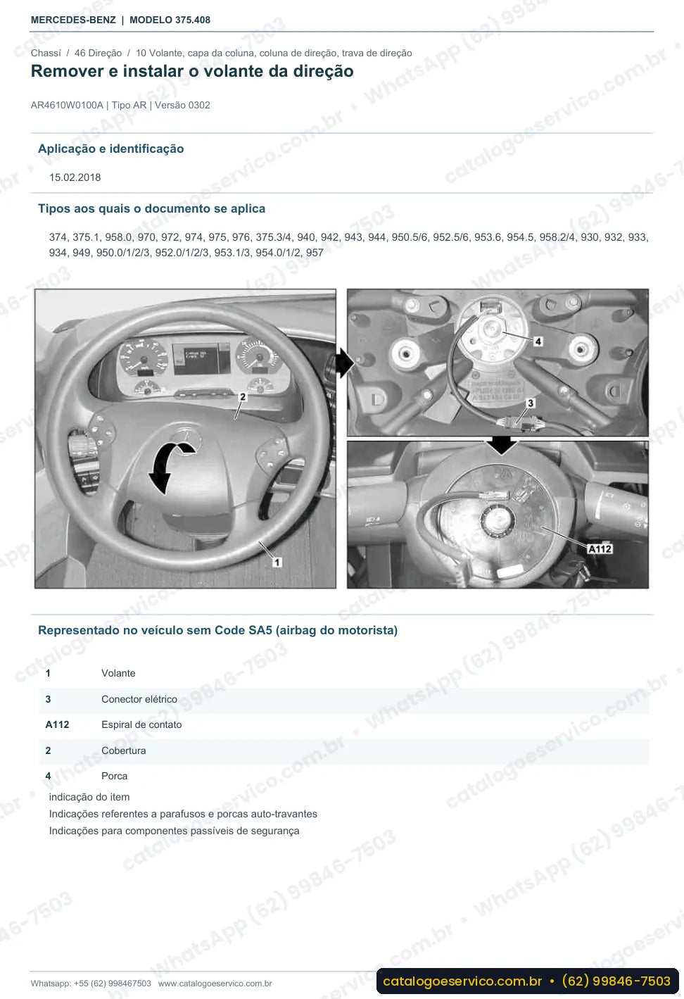 Página de procedimento do manual de oficina Mercedes-Benz Axor 1840