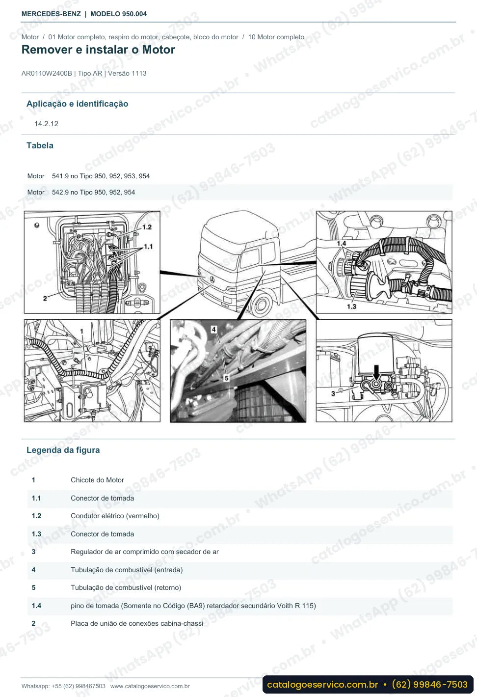 Página de procedimento do manual de oficina Mercedes-Benz Axor 1853 4x2