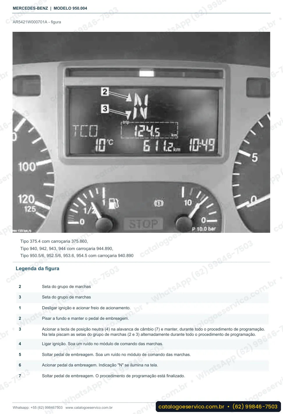 Página de procedimento do manual de oficina Mercedes-Benz Axor 1857 4x2