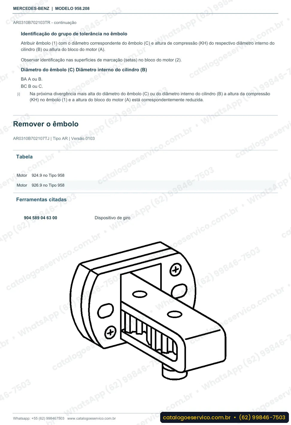 Página de procedimento do manual de oficina Mercedes-Benz Axor 1933 LS