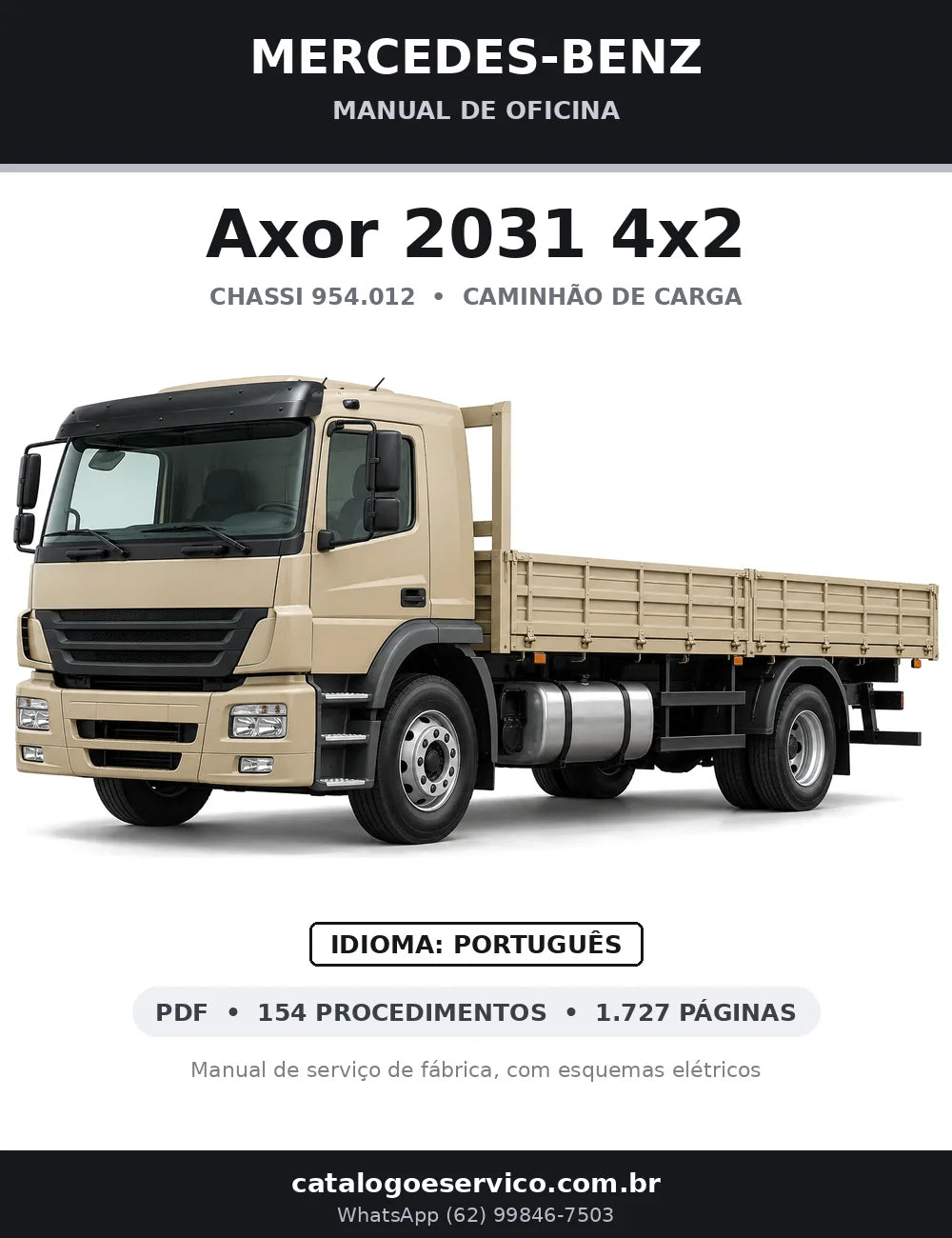 Capa do manual de oficina Mercedes-Benz Axor 2031 4x2