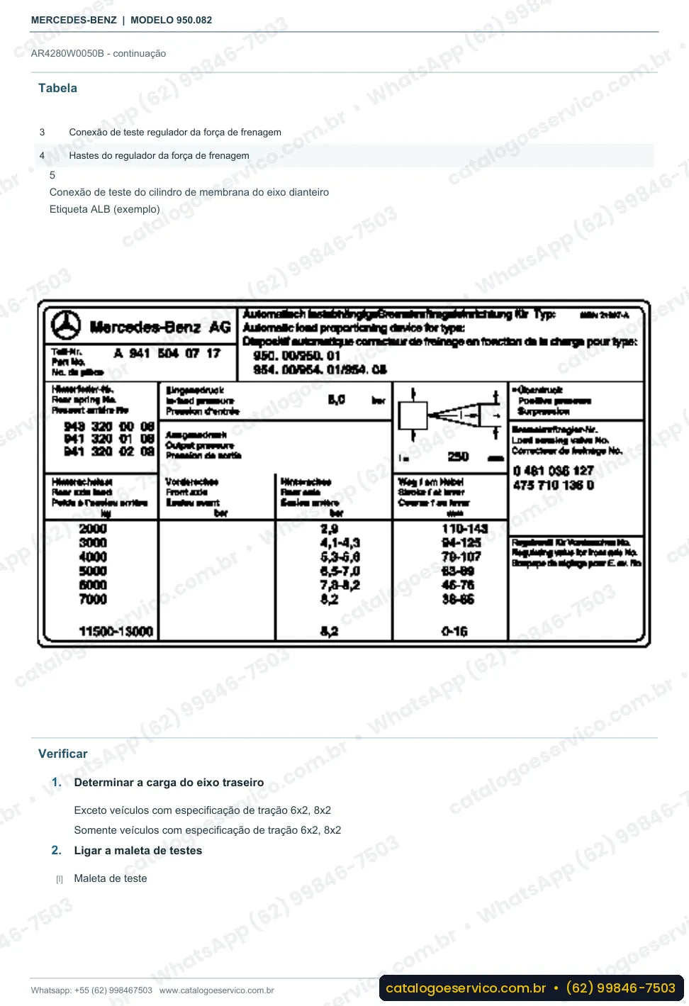 Página de procedimento do manual de oficina Mercedes-Benz Axor 2031 4x4
