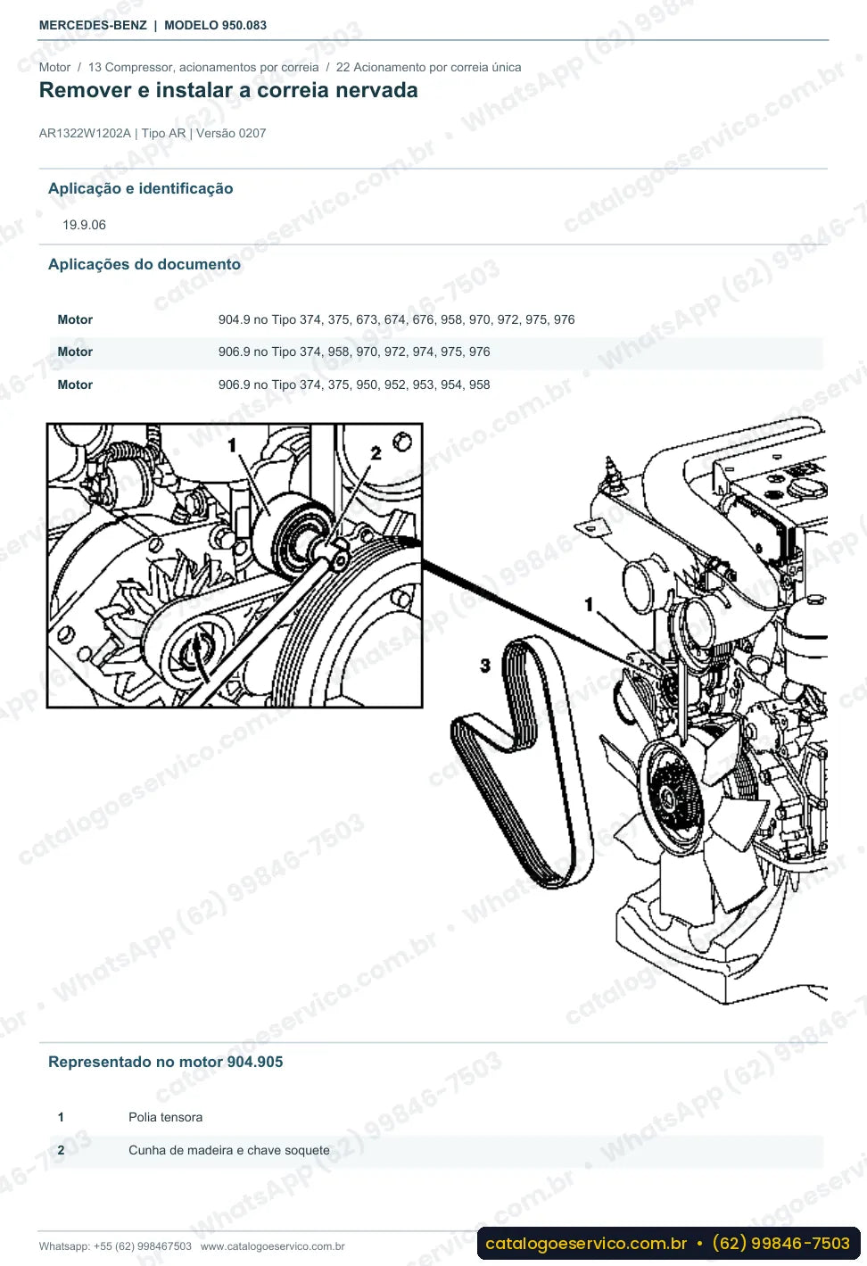 Página de procedimento do manual de oficina Mercedes-Benz Axor 2031 4x4