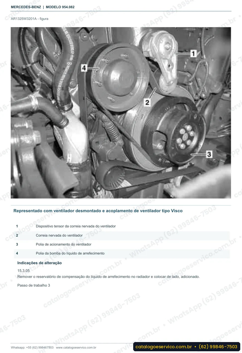Página de procedimento do manual de oficina Mercedes-Benz Axor 2031 4x4