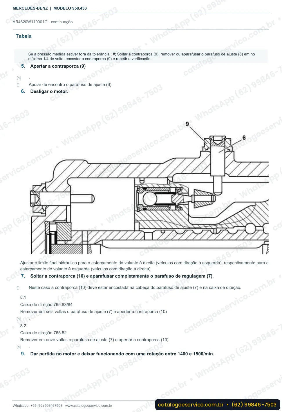 Página de procedimento do manual de oficina Mercedes-Benz Axor 2036 S