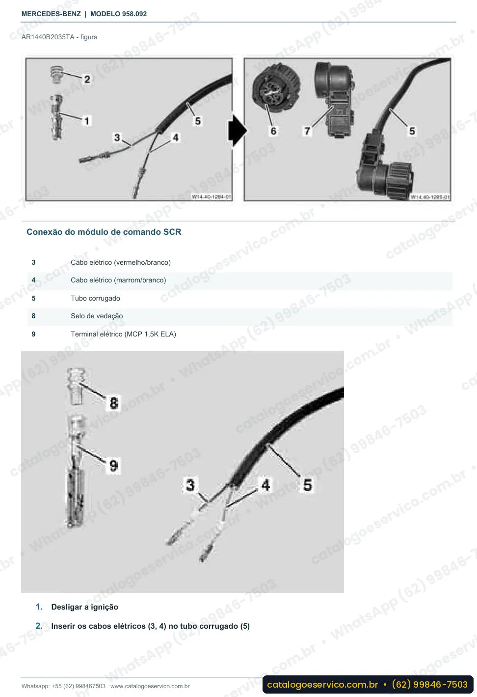 Página de procedimento do manual de oficina Mercedes-Benz Axor 2426