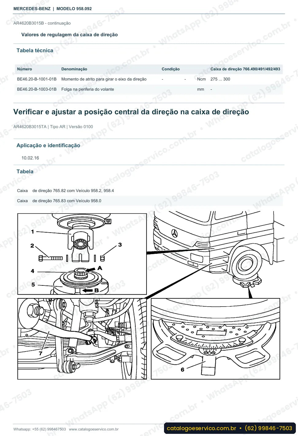 Página de procedimento do manual de oficina Mercedes-Benz Axor 2426