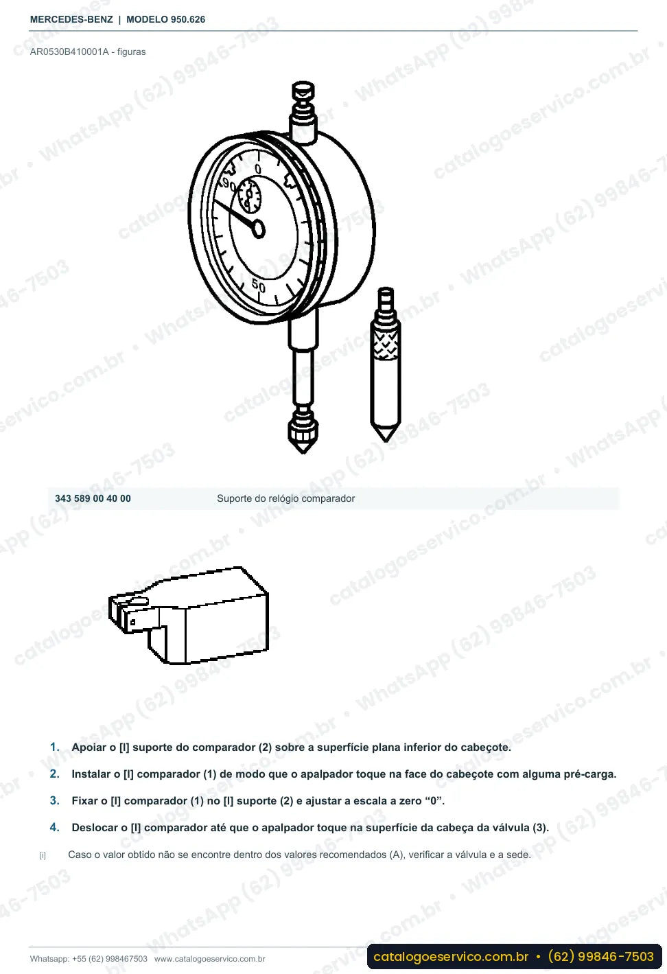 Página de procedimento do manual de oficina Mercedes-Benz Axor 2523 6x2