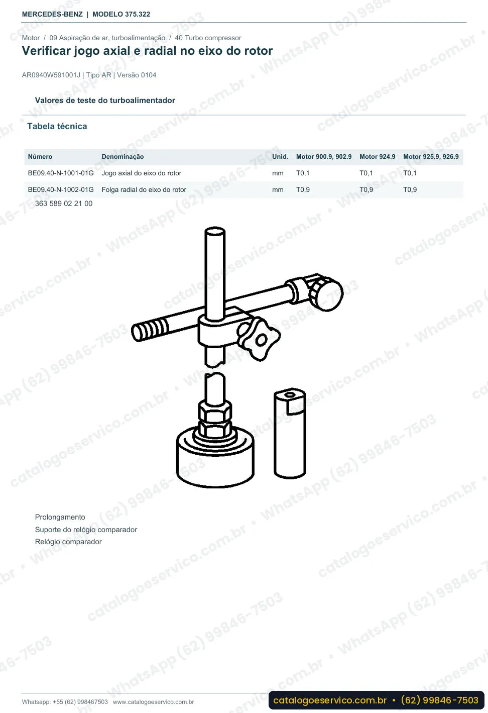 Página de procedimento do manual de oficina Mercedes-Benz Axor 2523 C