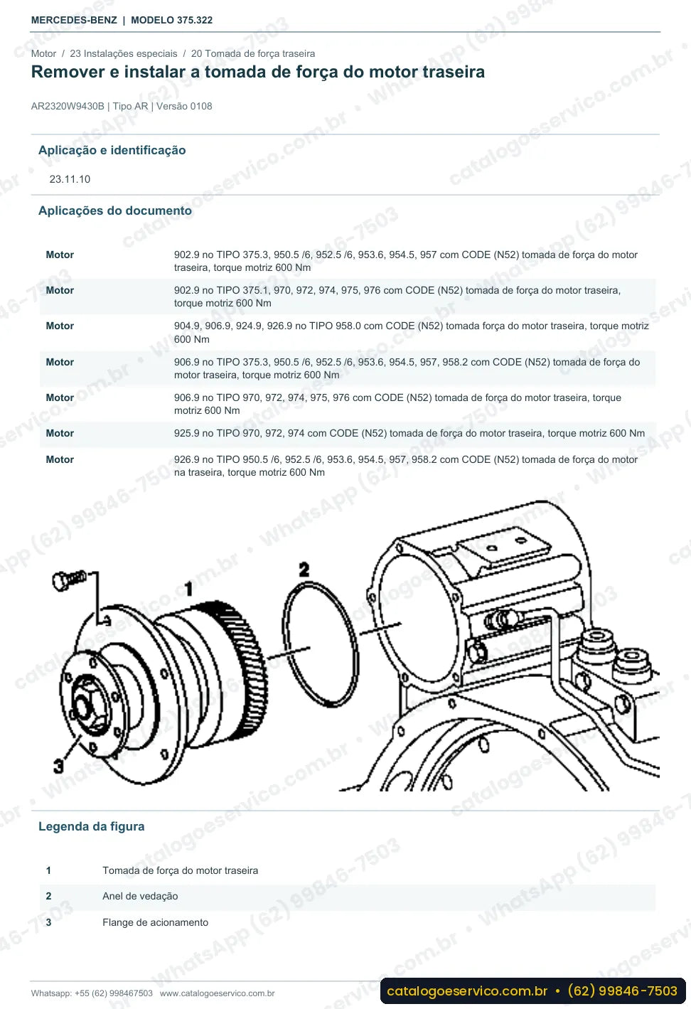 Página de procedimento do manual de oficina Mercedes-Benz Axor 2524 C