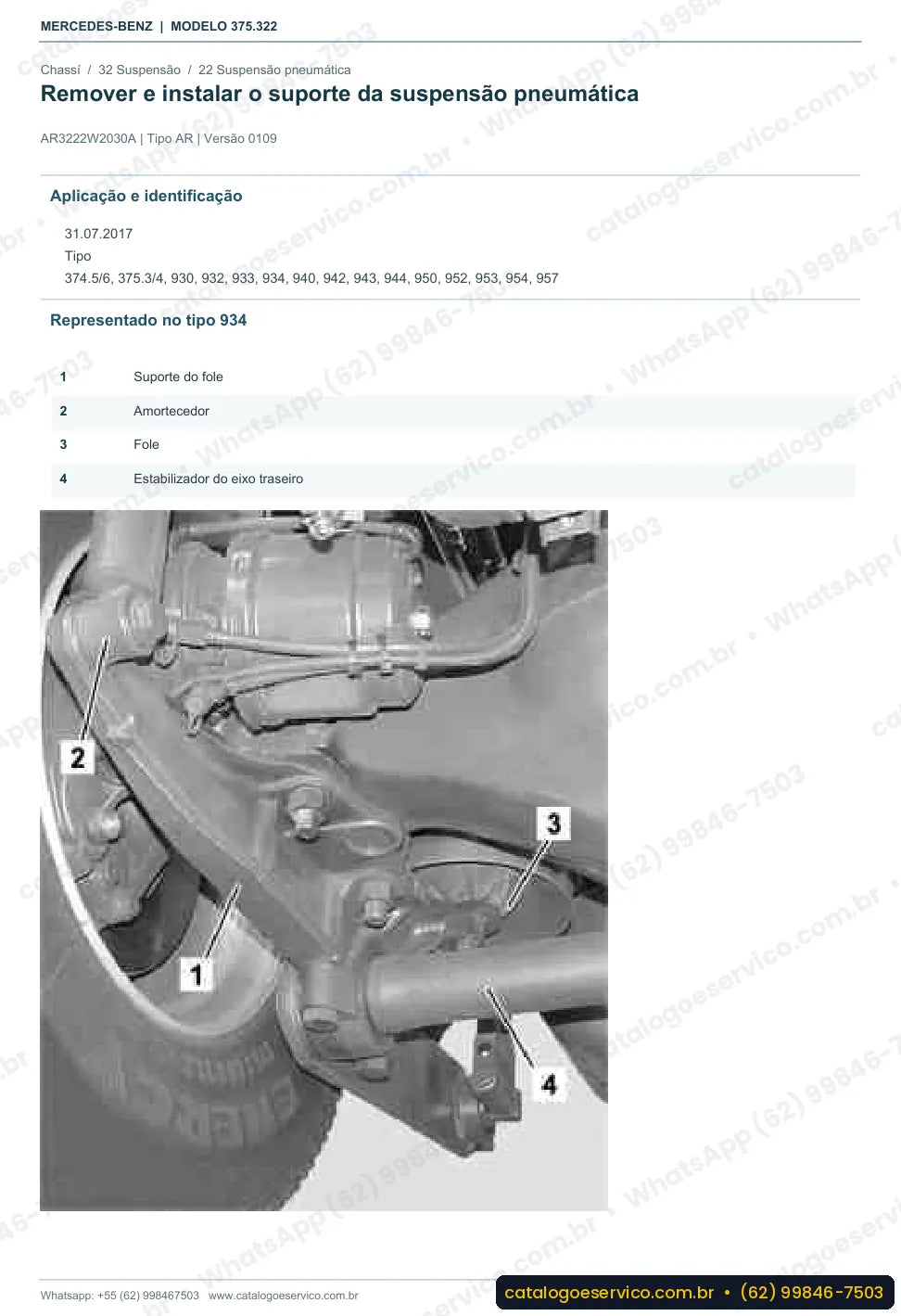 Página de procedimento do manual de oficina Mercedes-Benz Axor 2524 C