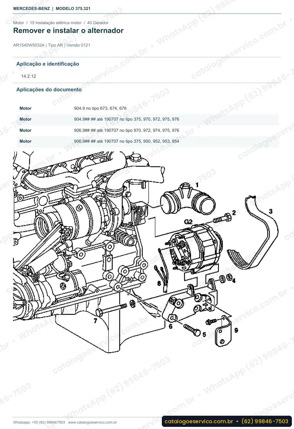 Página de procedimento do manual de oficina Mercedes-Benz Axor 2528 CE