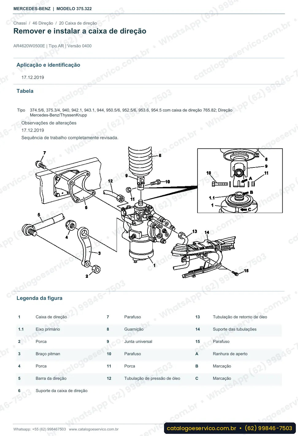 Página de procedimento do manual de oficina Mercedes-Benz Axor 2529 C