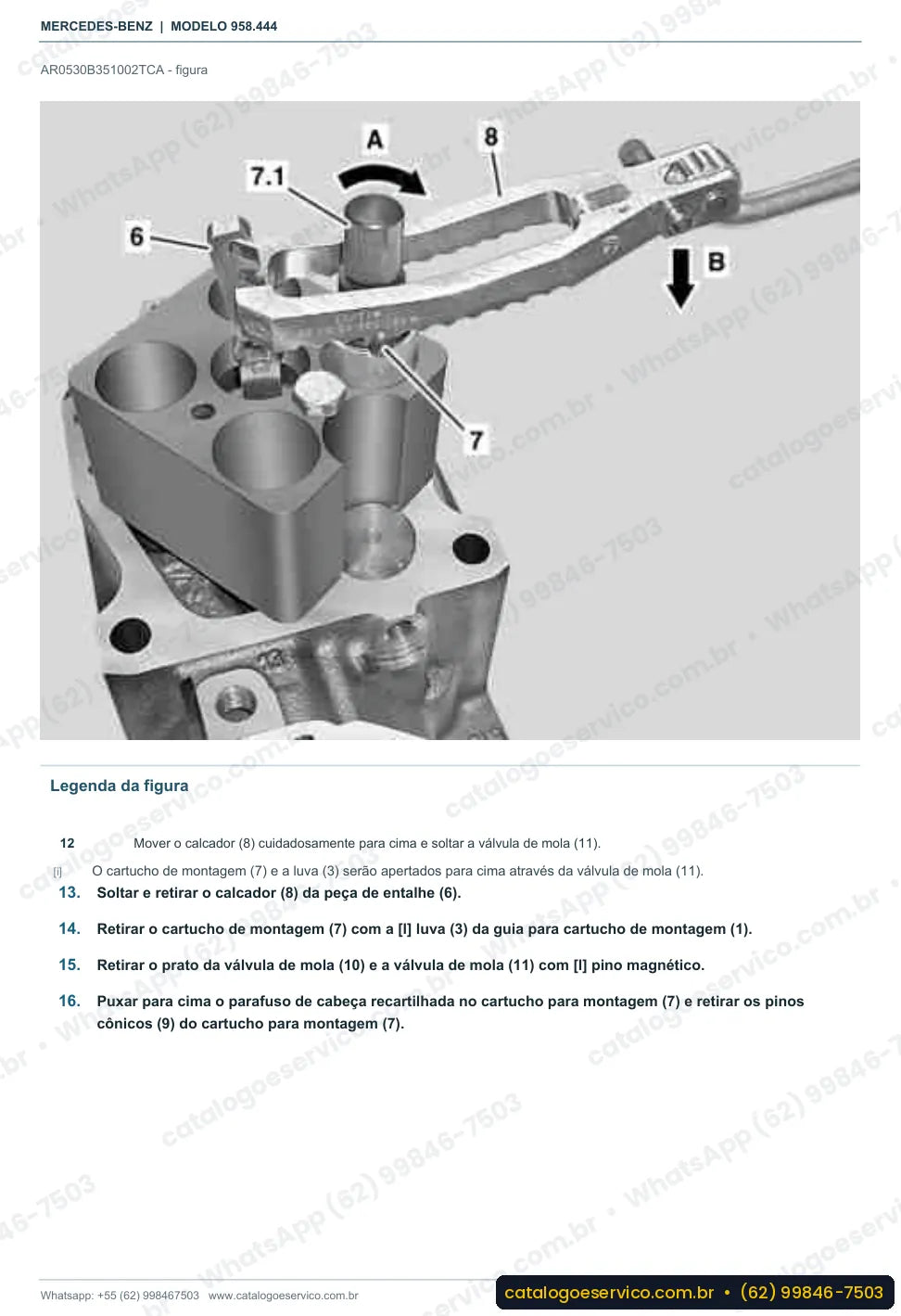 Página de procedimento do manual de oficina Mercedes-Benz Axor 2536 LS