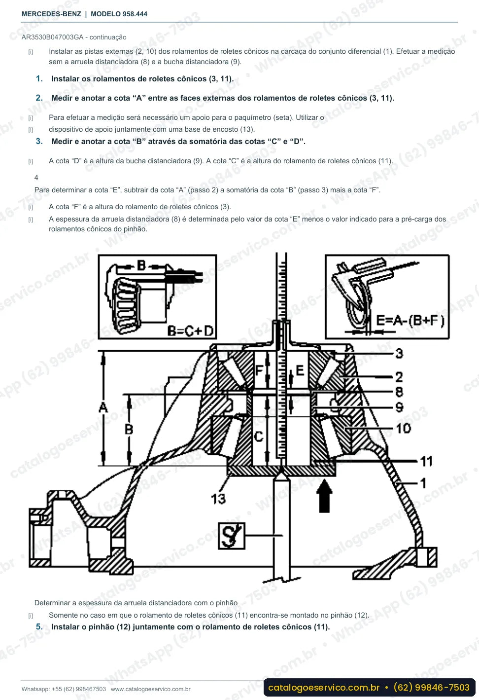 Página de procedimento do manual de oficina Mercedes-Benz Axor 2536 LS