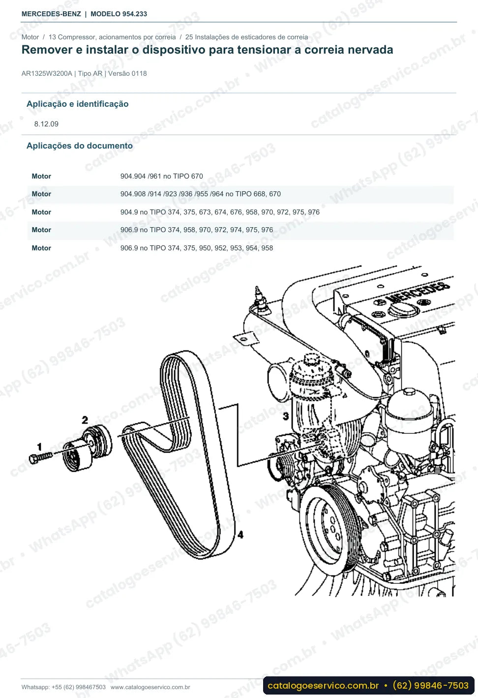 Página de procedimento do manual de oficina Mercedes-Benz Axor 2546 6x2