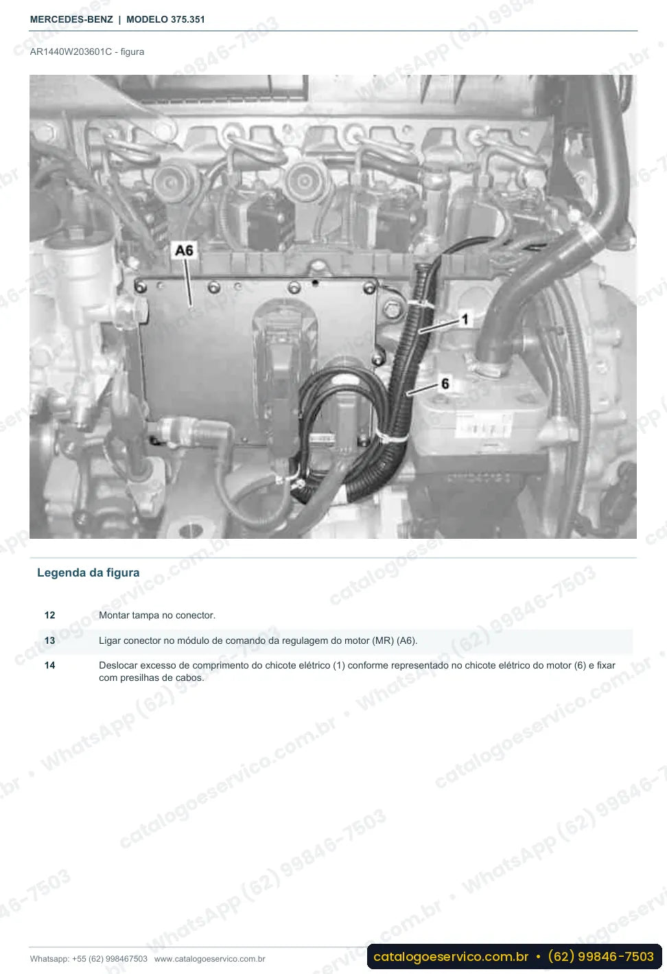 Página de procedimento do manual de oficina Mercedes-Benz Axor 2624 CL