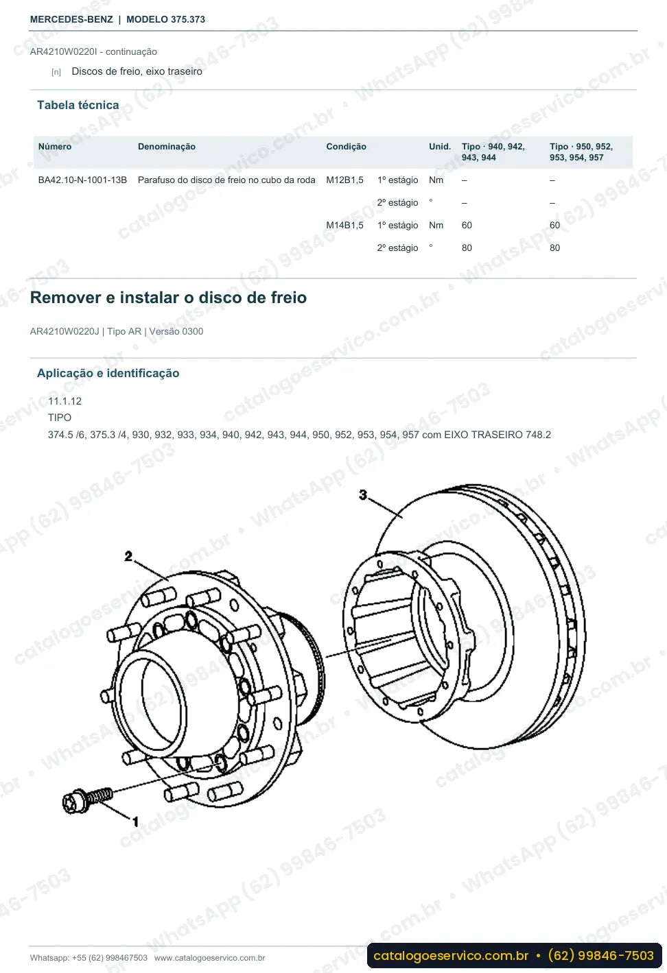 Página de procedimento do manual de oficina Mercedes-Benz Axor 2628 K