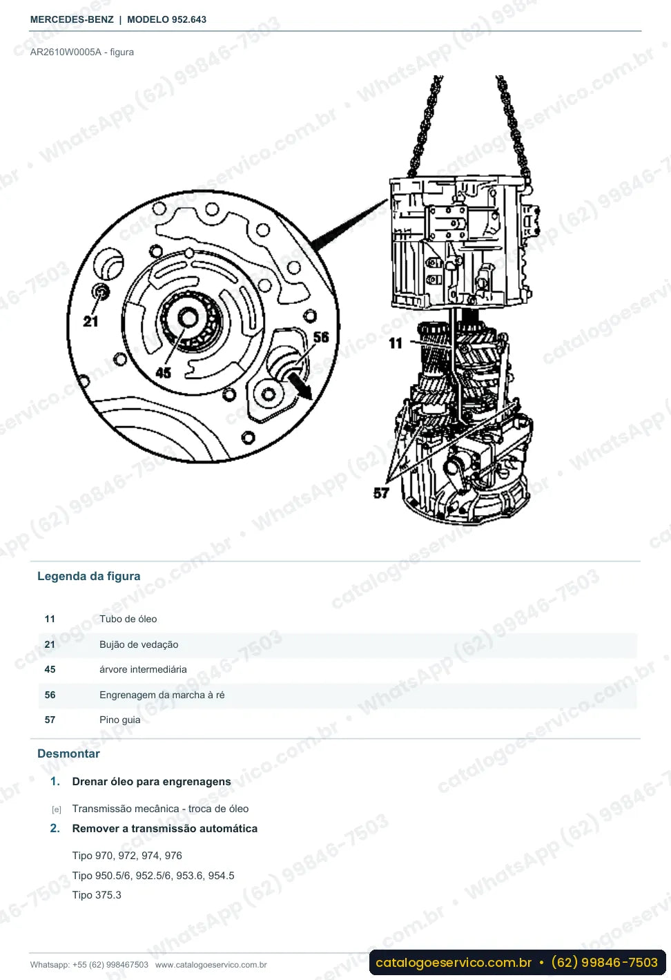 Página de procedimento do manual de oficina Mercedes-Benz Axor 2628 K
