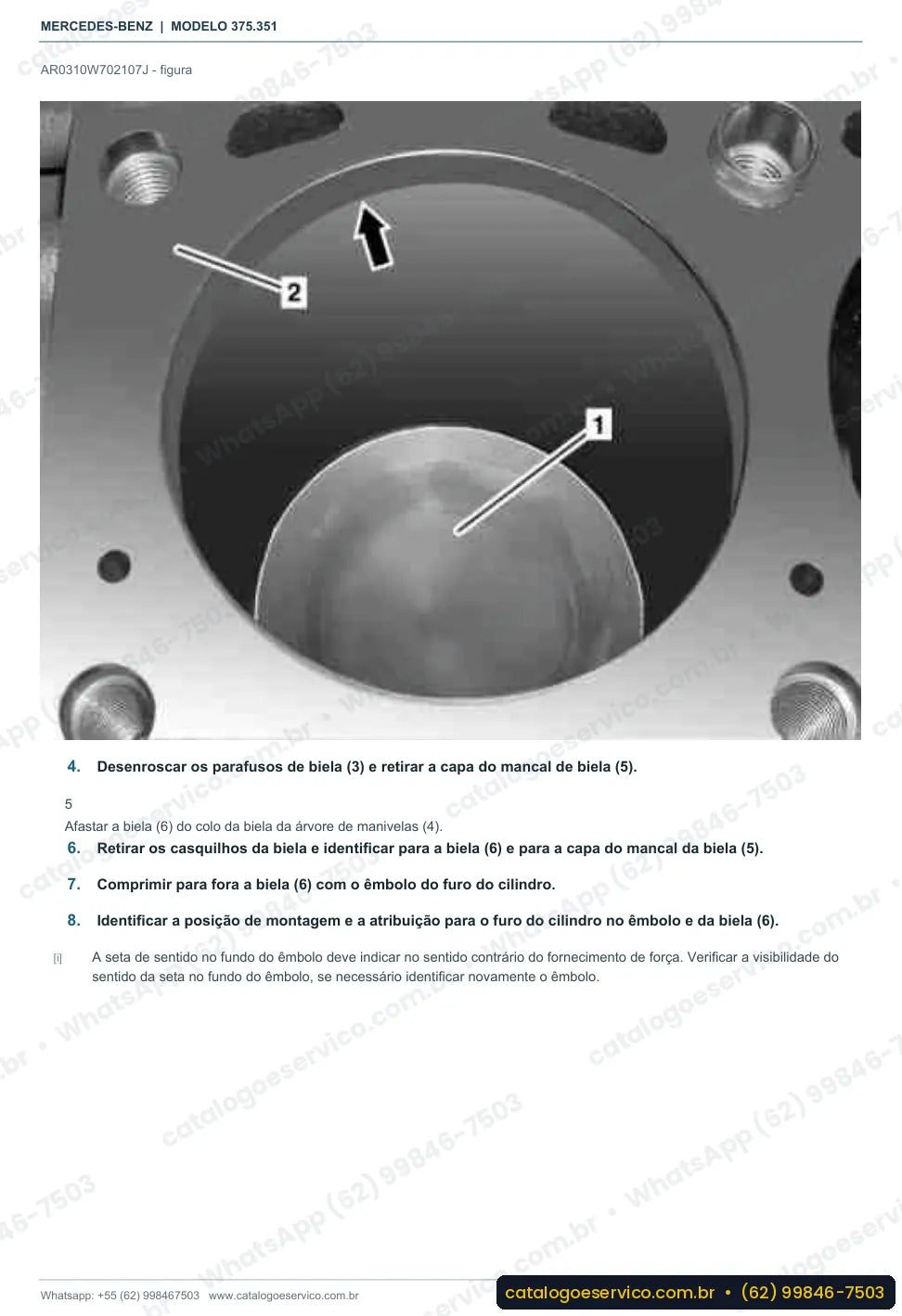 Página de procedimento do manual de oficina Mercedes-Benz Axor 2629 CL