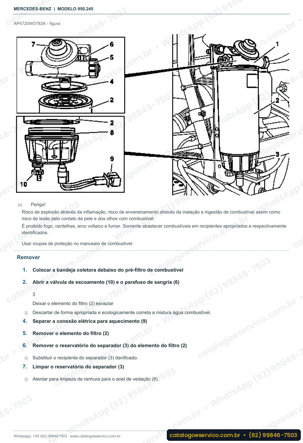 Página de procedimento do manual de oficina Mercedes-Benz Axor 2631 6x4
