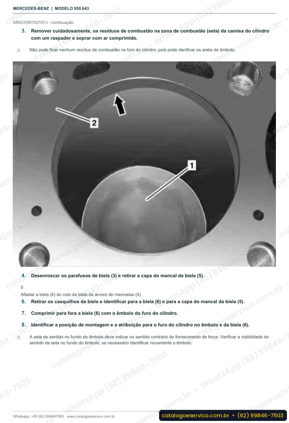 Página de procedimento do manual de oficina Mercedes-Benz Axor 2633 6x4