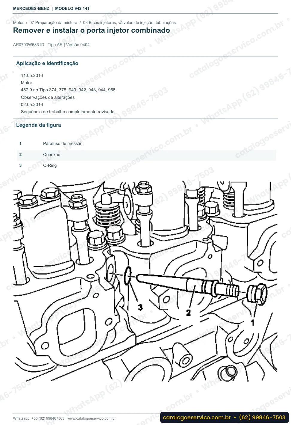 Página de procedimento do manual de oficina Mercedes-Benz Axor 2635 K
