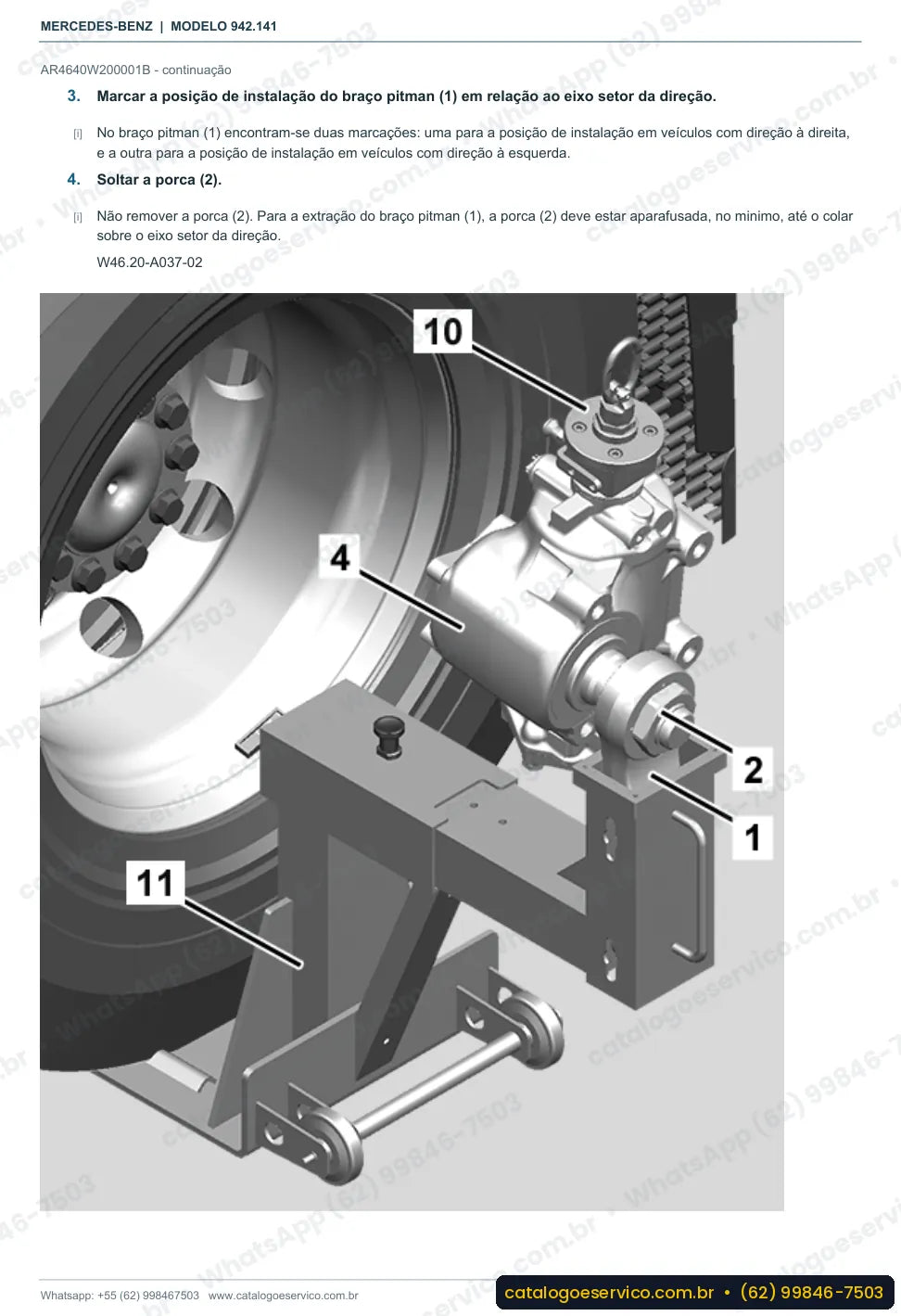 Página de procedimento do manual de oficina Mercedes-Benz Axor 2635 K