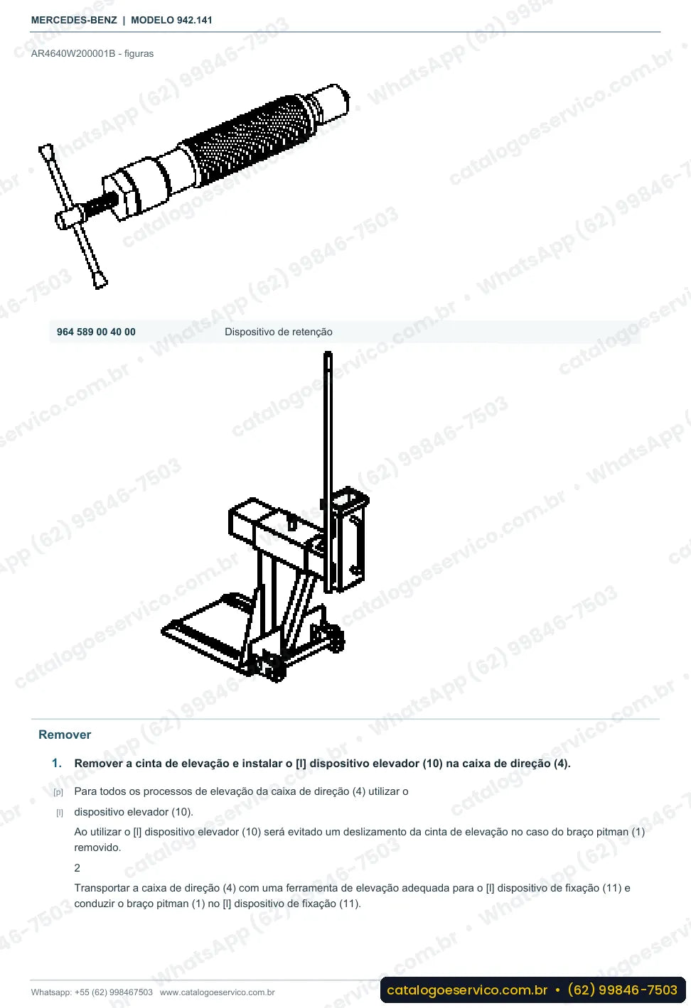 Página de procedimento do manual de oficina Mercedes-Benz Axor 2636 K