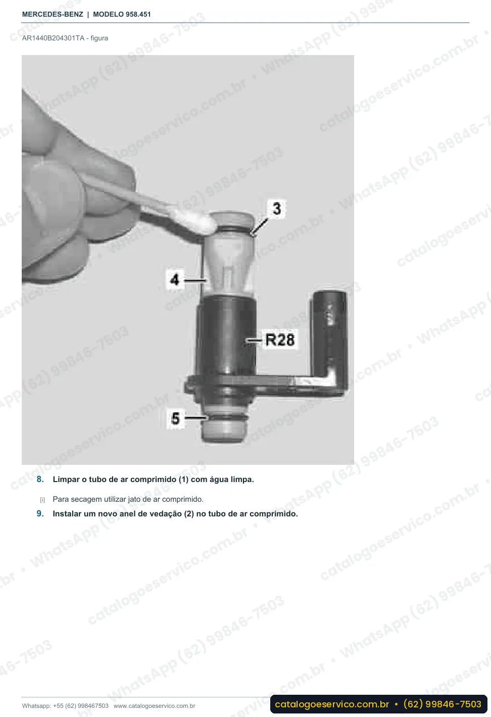 Página de procedimento do manual de oficina Mercedes-Benz Axor 2640 S