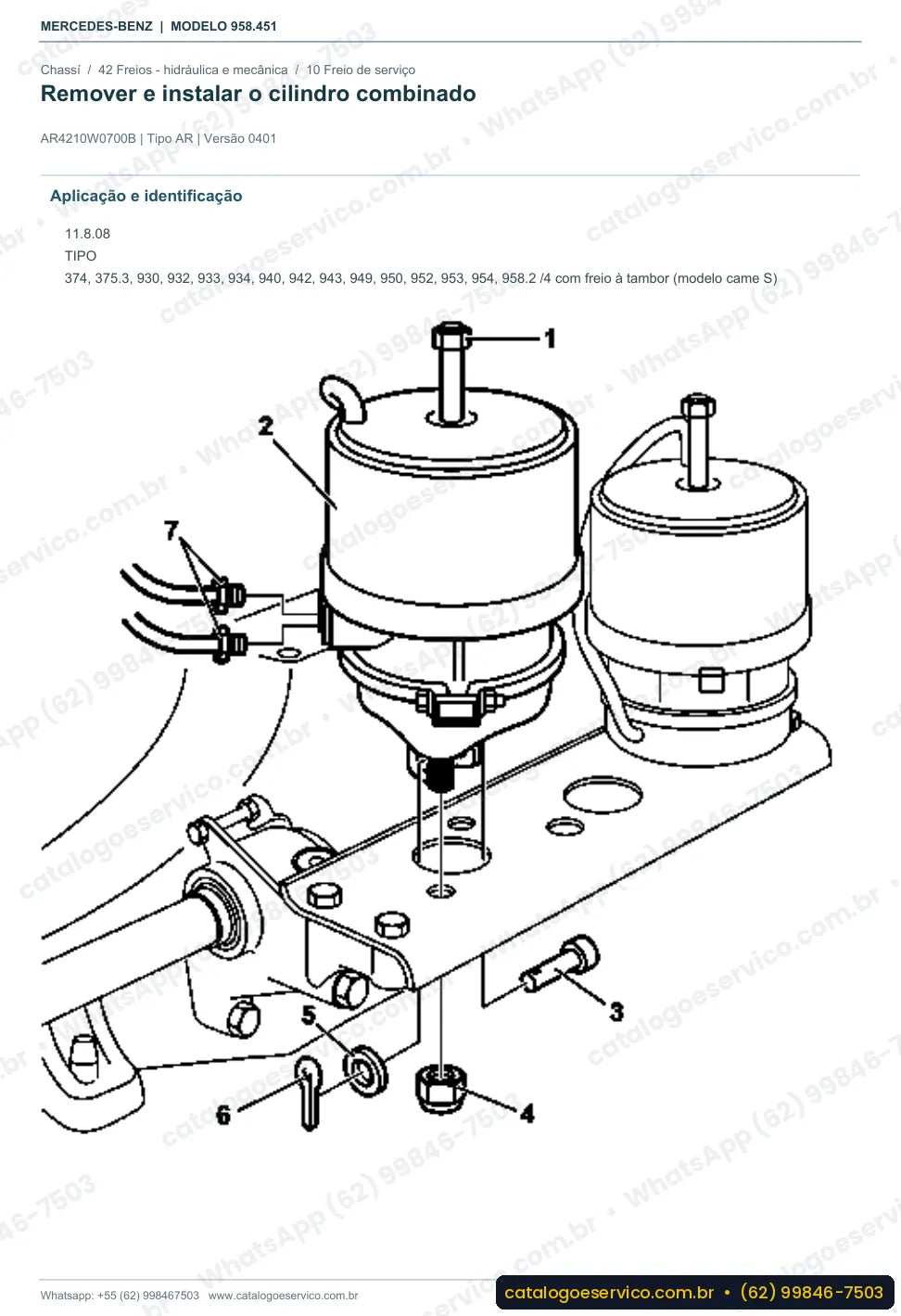 Página de procedimento do manual de oficina Mercedes-Benz Axor 2640 S