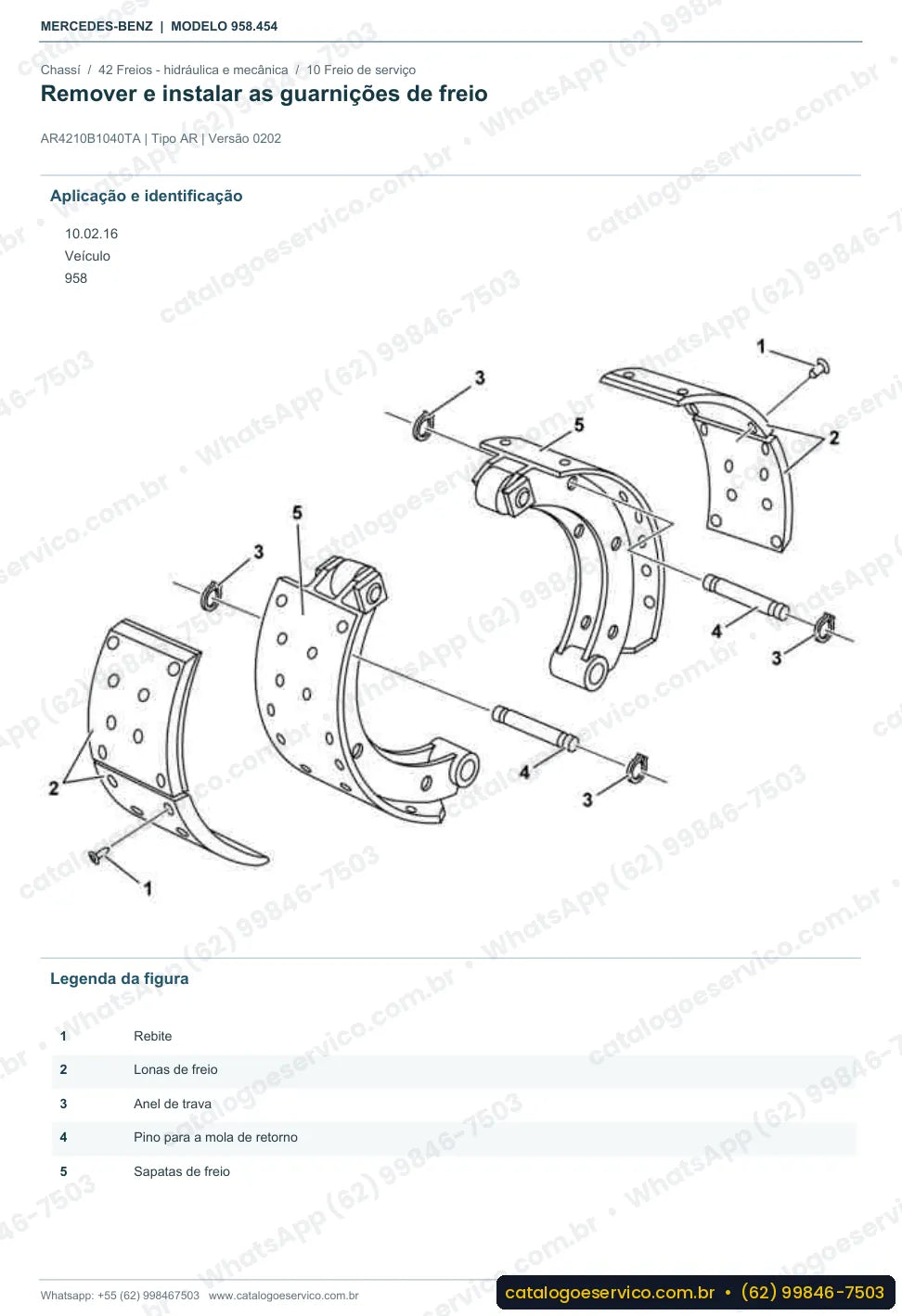Página de procedimento do manual de oficina Mercedes-Benz Axor 2641 LS