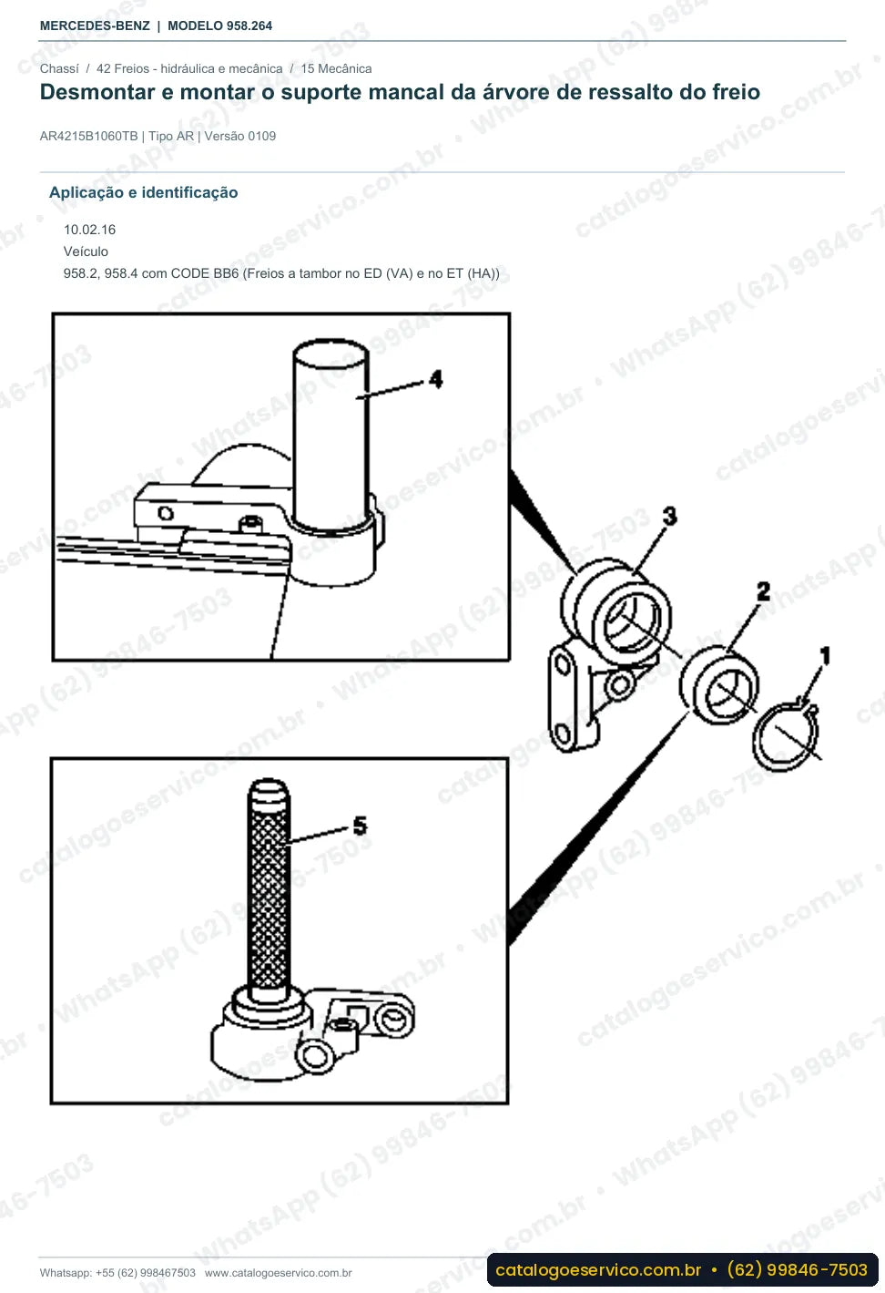Página de procedimento do manual de oficina Mercedes-Benz Axor 2831