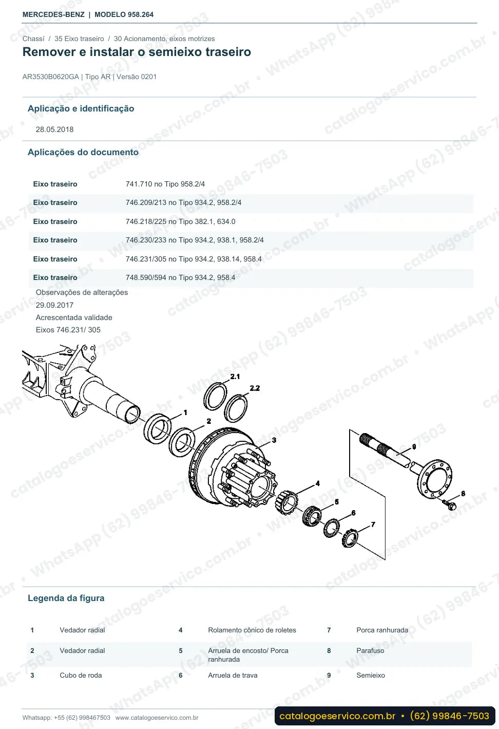 Página de procedimento do manual de oficina Mercedes-Benz Axor 3131