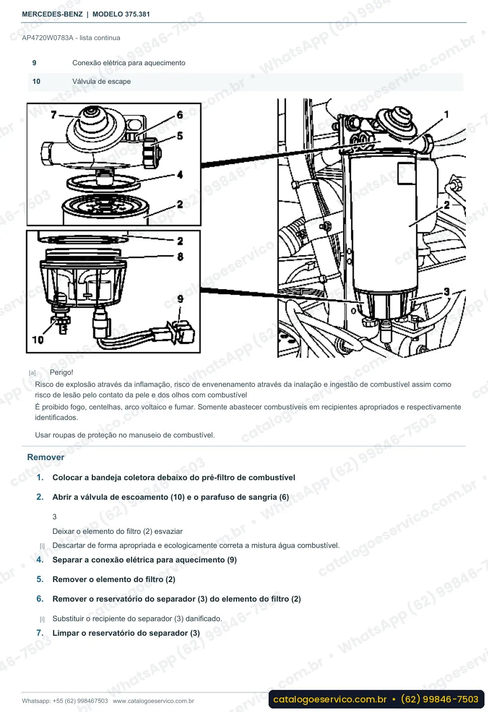 Página de procedimento do manual de oficina Mercedes-Benz Axor 3228 C