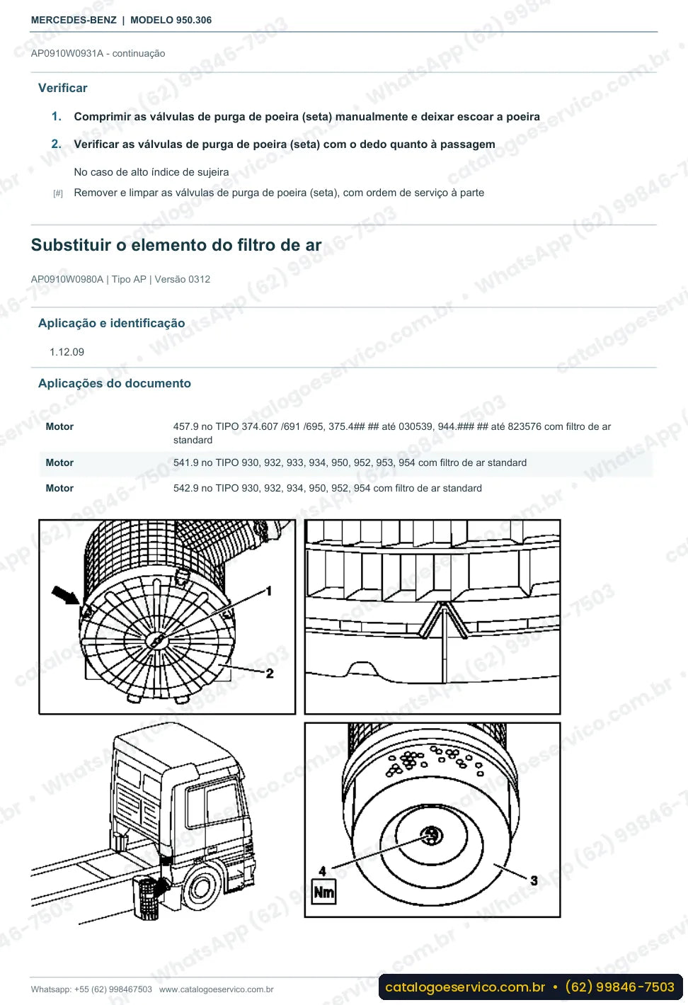 Página de procedimento do manual de oficina Mercedes-Benz Axor 3231 8x4