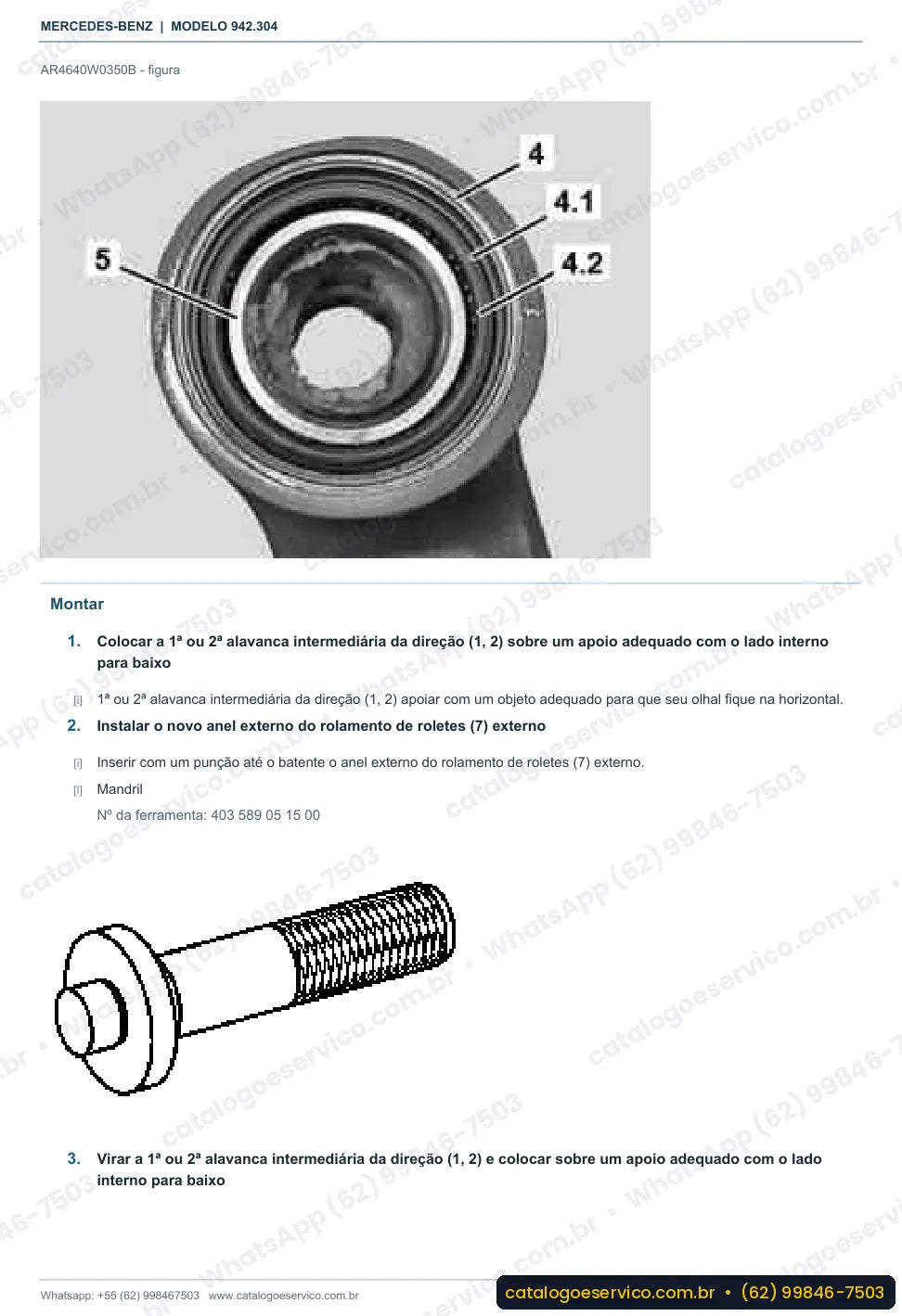 Página de procedimento do manual de oficina Mercedes-Benz Axor 3235 K