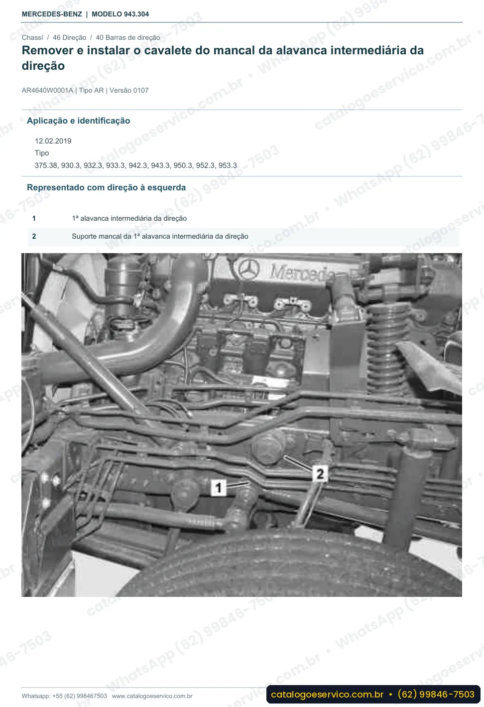 Página de procedimento do manual de oficina Mercedes-Benz Axor 3236 B