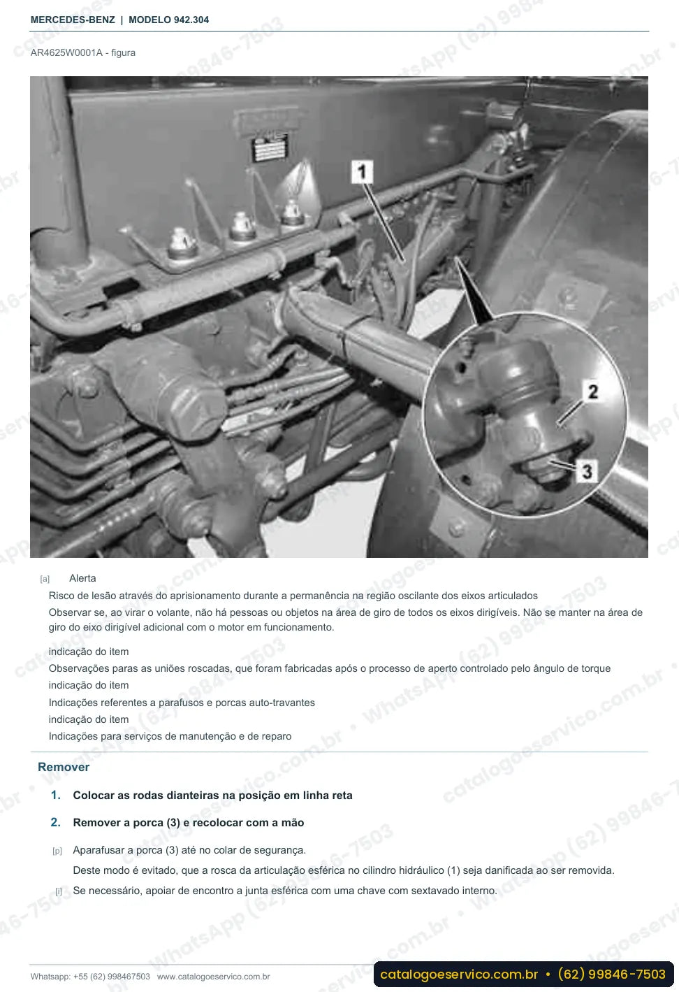 Página de procedimento do manual de oficina Mercedes-Benz Axor 3236 K