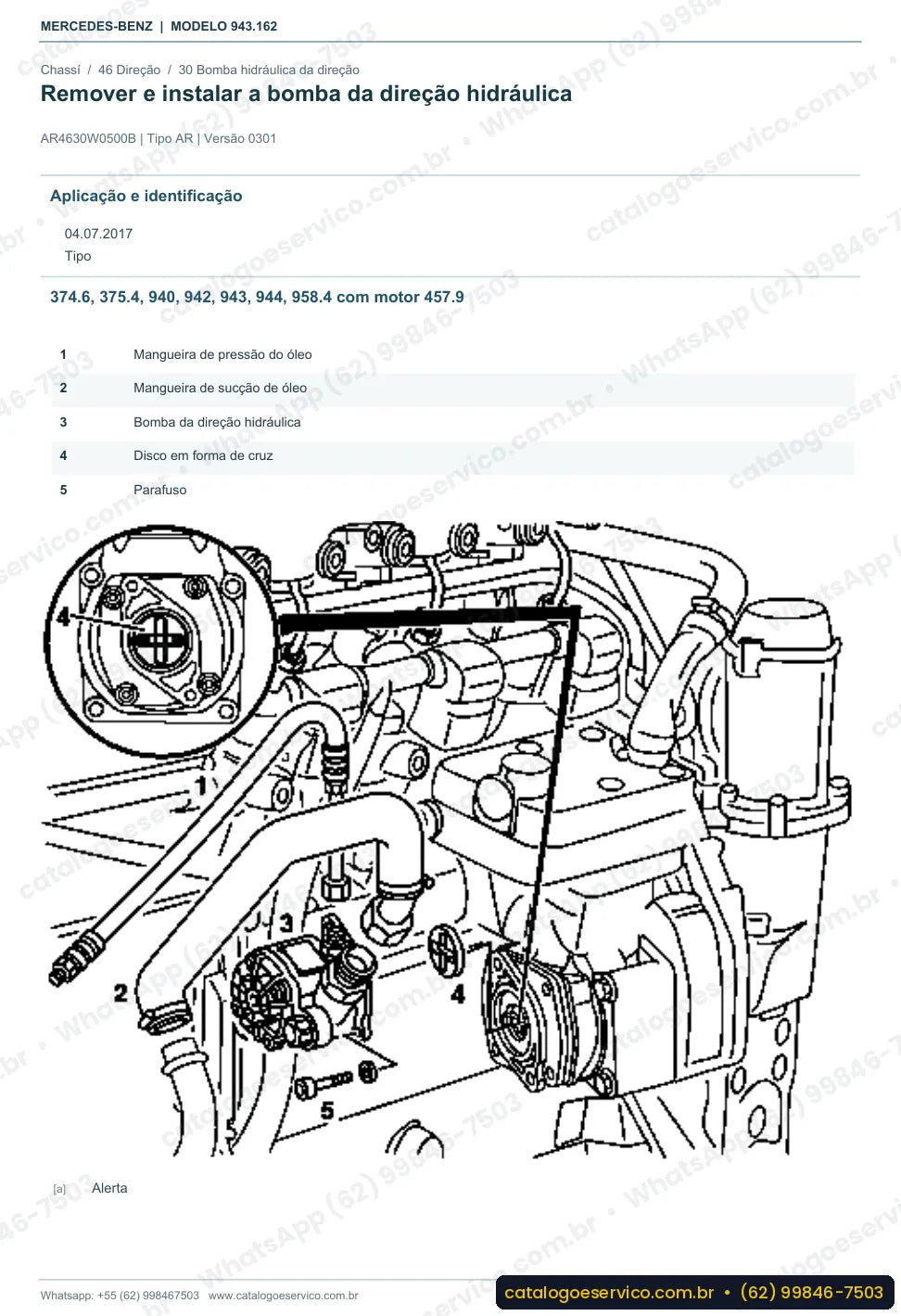 Página de procedimento do manual de oficina Mercedes-Benz Axor 3336 B
