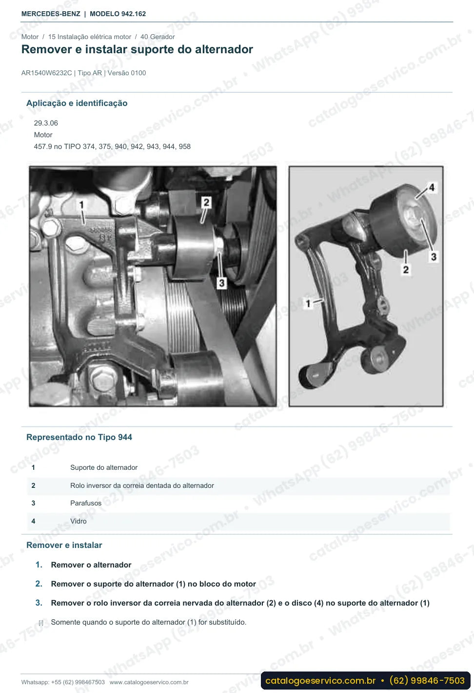 Página de procedimento do manual de oficina Mercedes-Benz Axor 3336 K