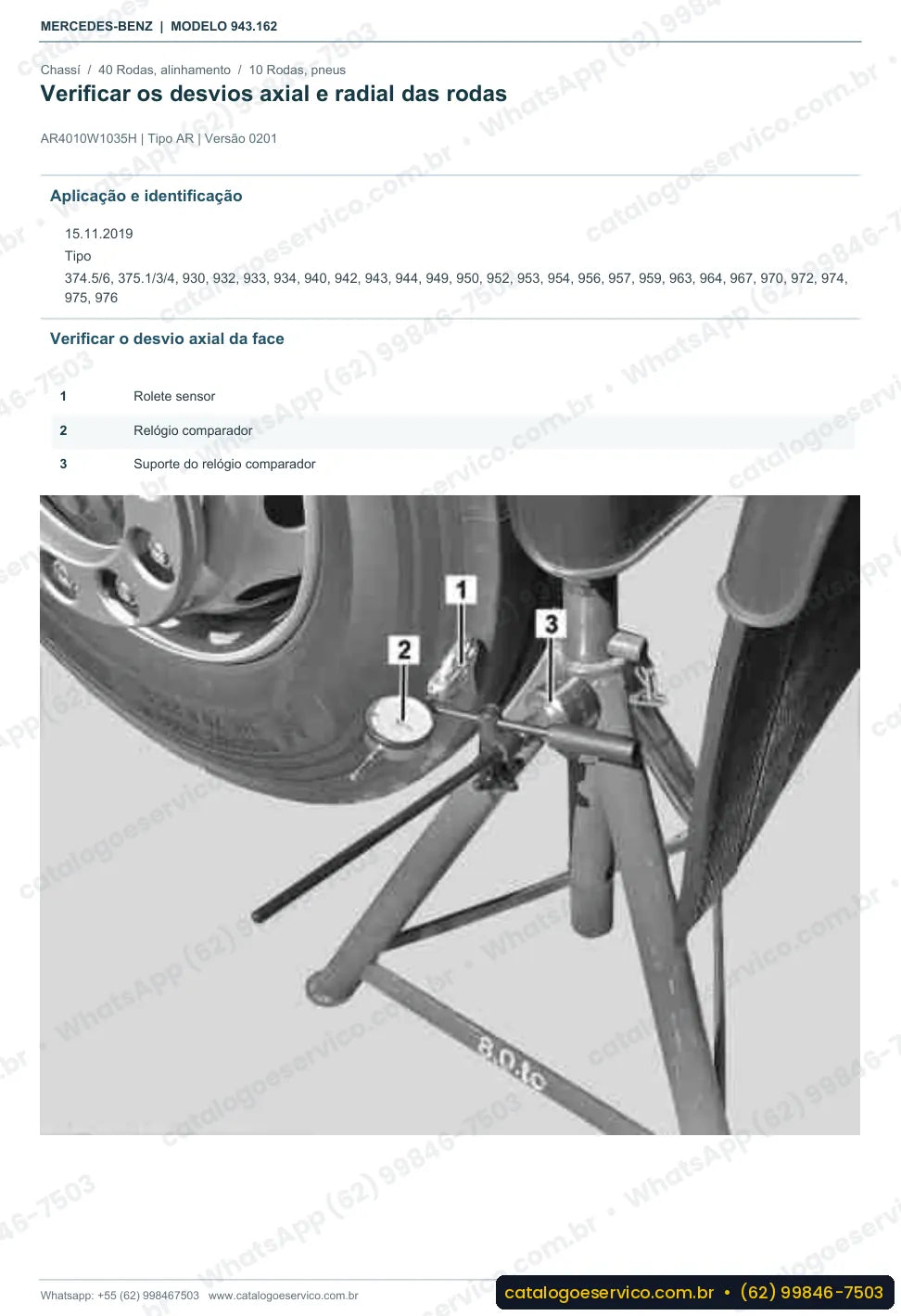 Página de procedimento do manual de oficina Mercedes-Benz Axor 3340 B