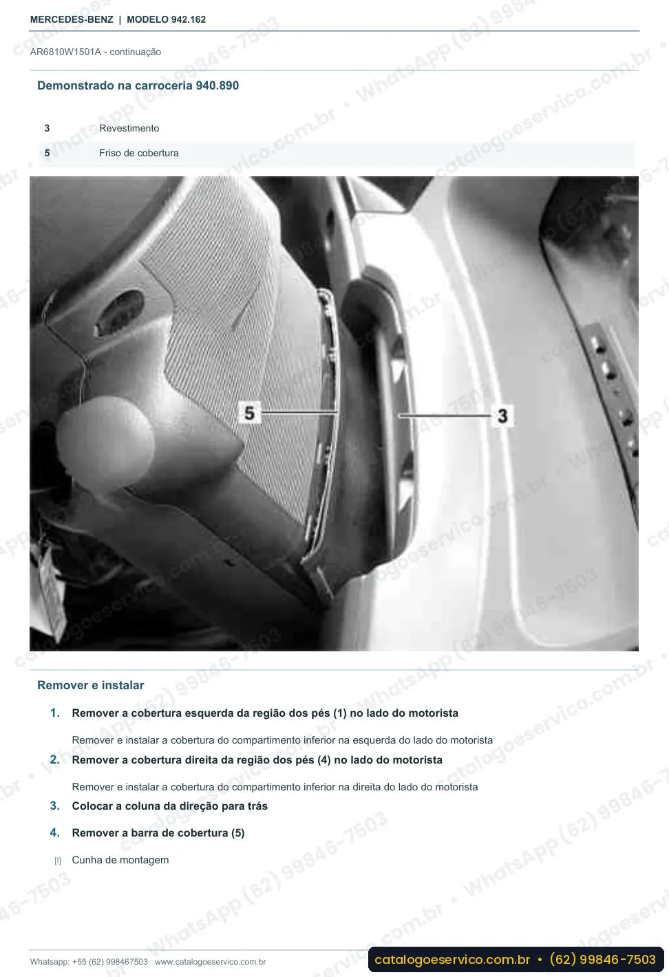 Página de procedimento do manual de oficina Mercedes-Benz Axor 3340 K