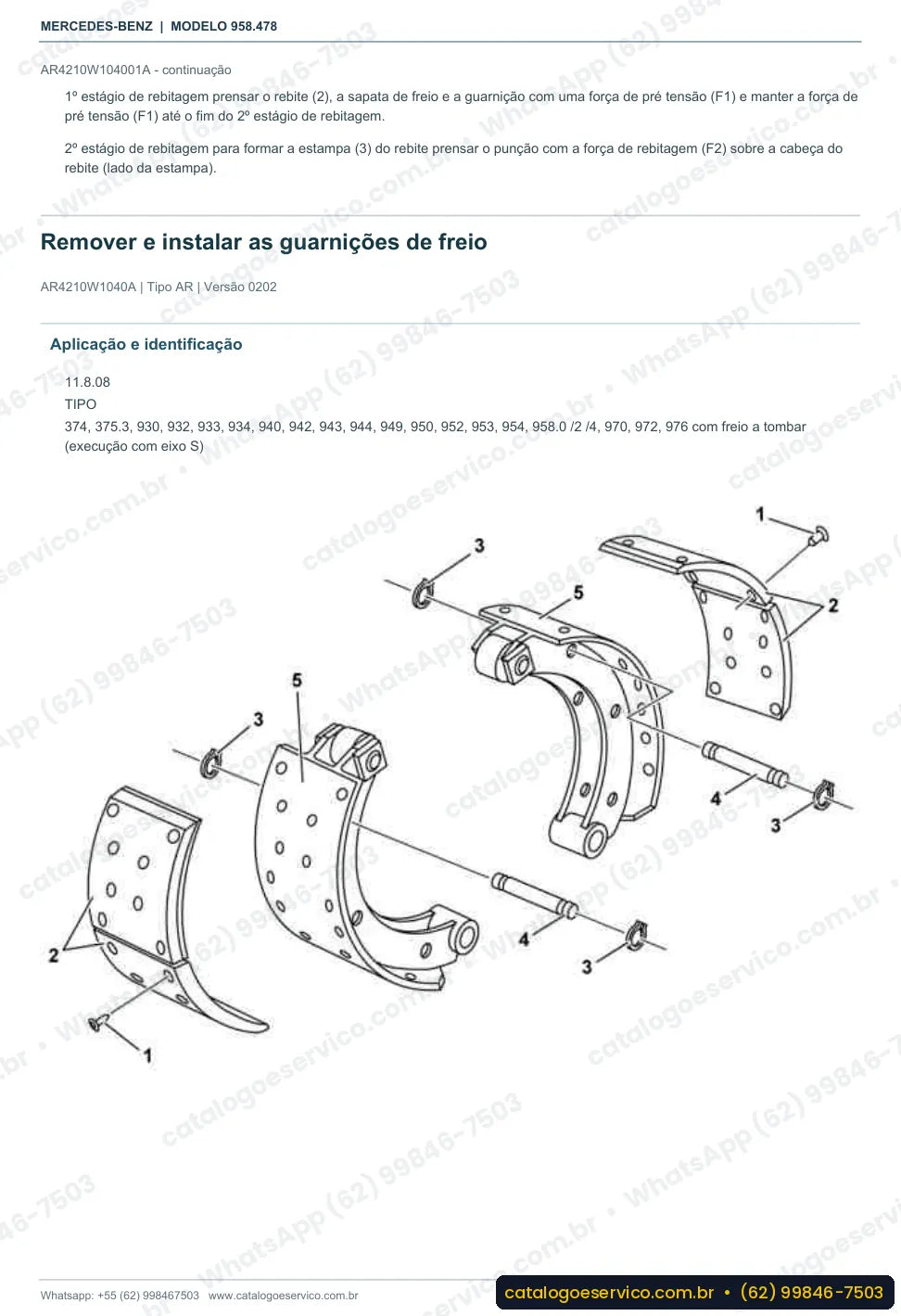 Página de procedimento do manual de oficina Mercedes-Benz Axor 3341