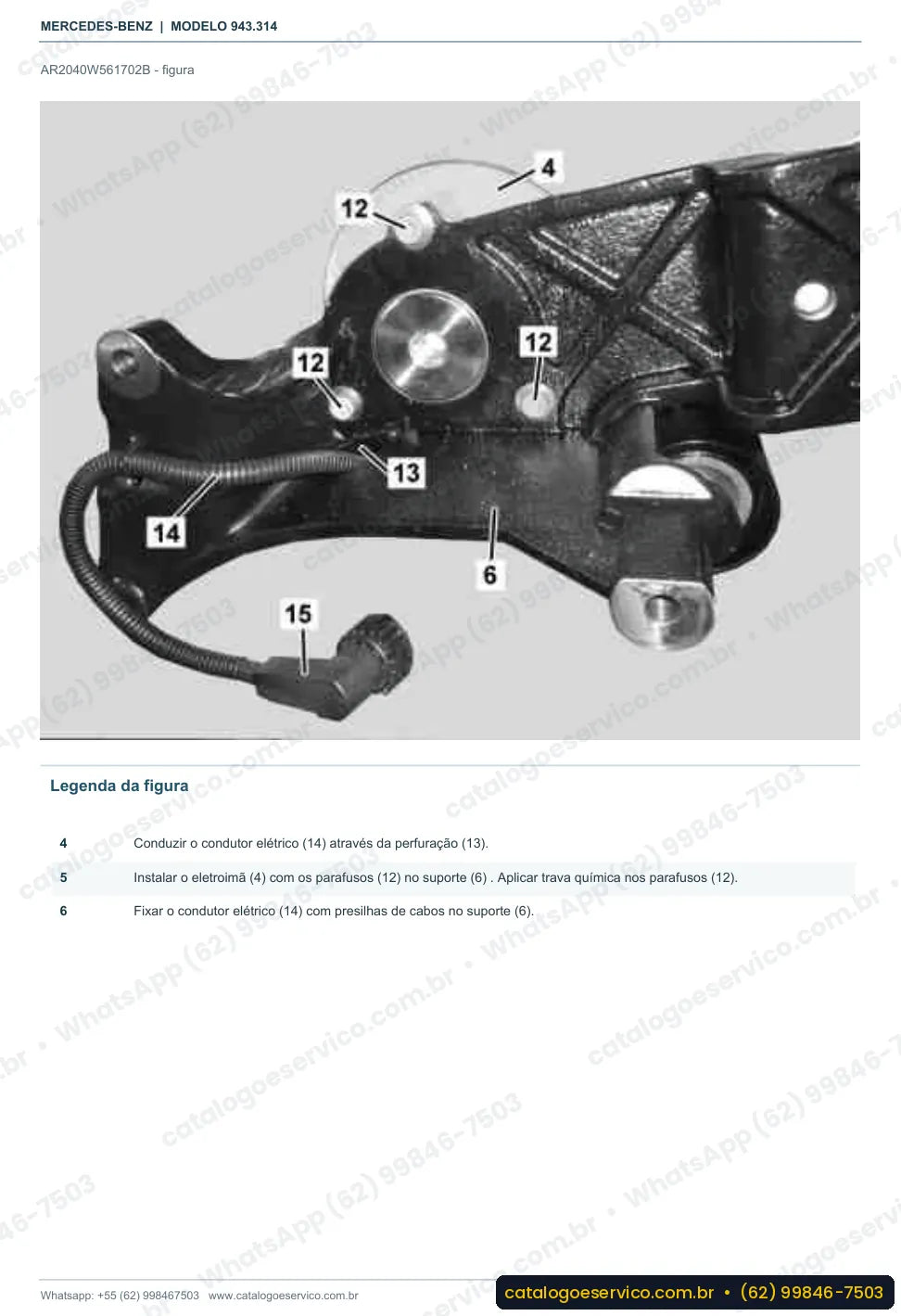 Página de procedimento do manual de oficina Mercedes-Benz Axor 4135 B