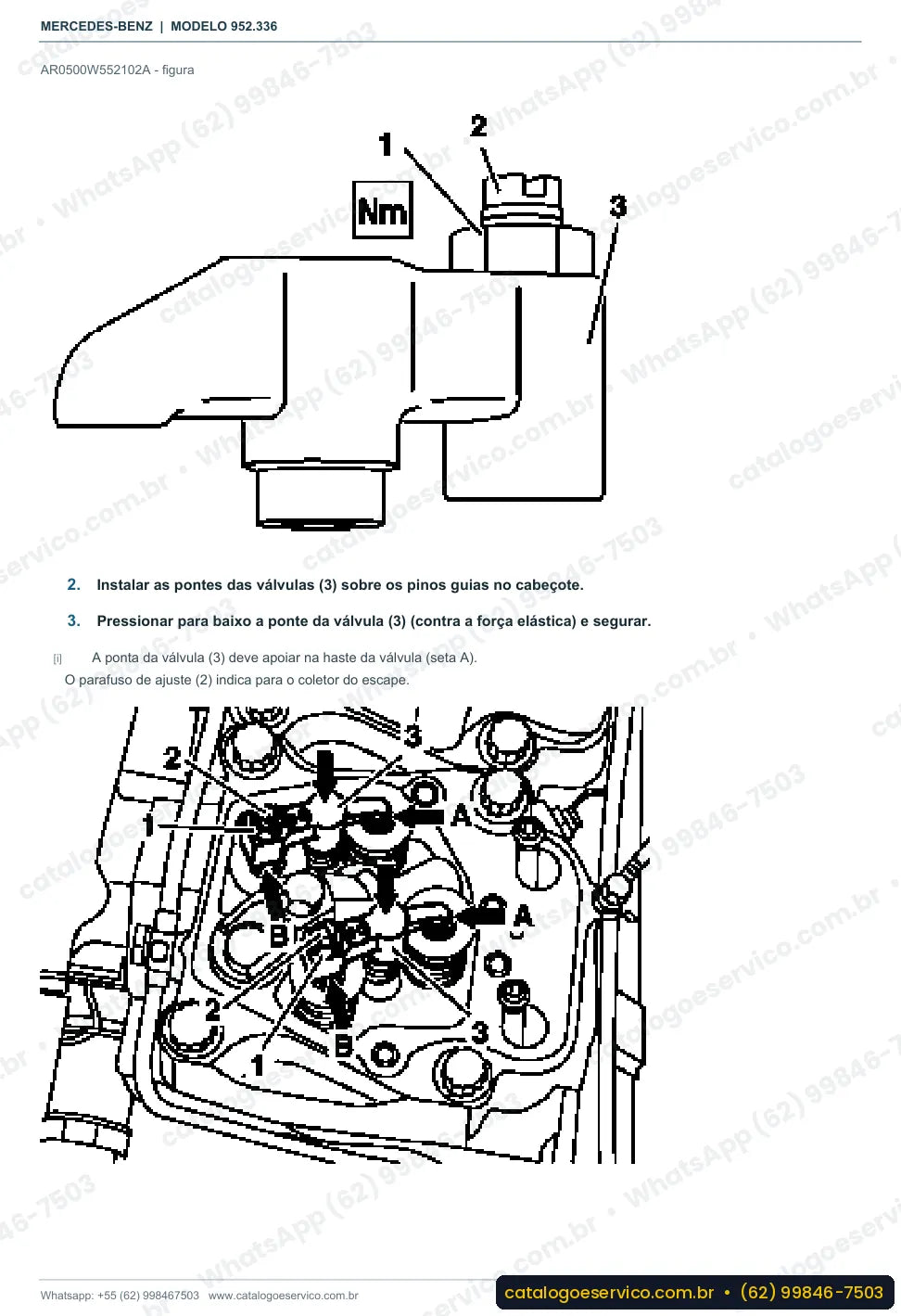 Página de procedimento do manual de oficina Mercedes-Benz Axor 4140 8x8